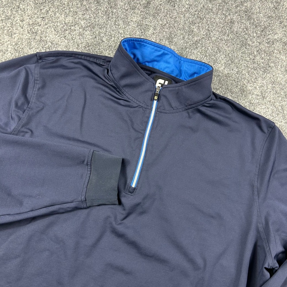 FootJoy Quarter Zip Pullover Men Large Navy Blue Stretch Golf Athletic Jacket